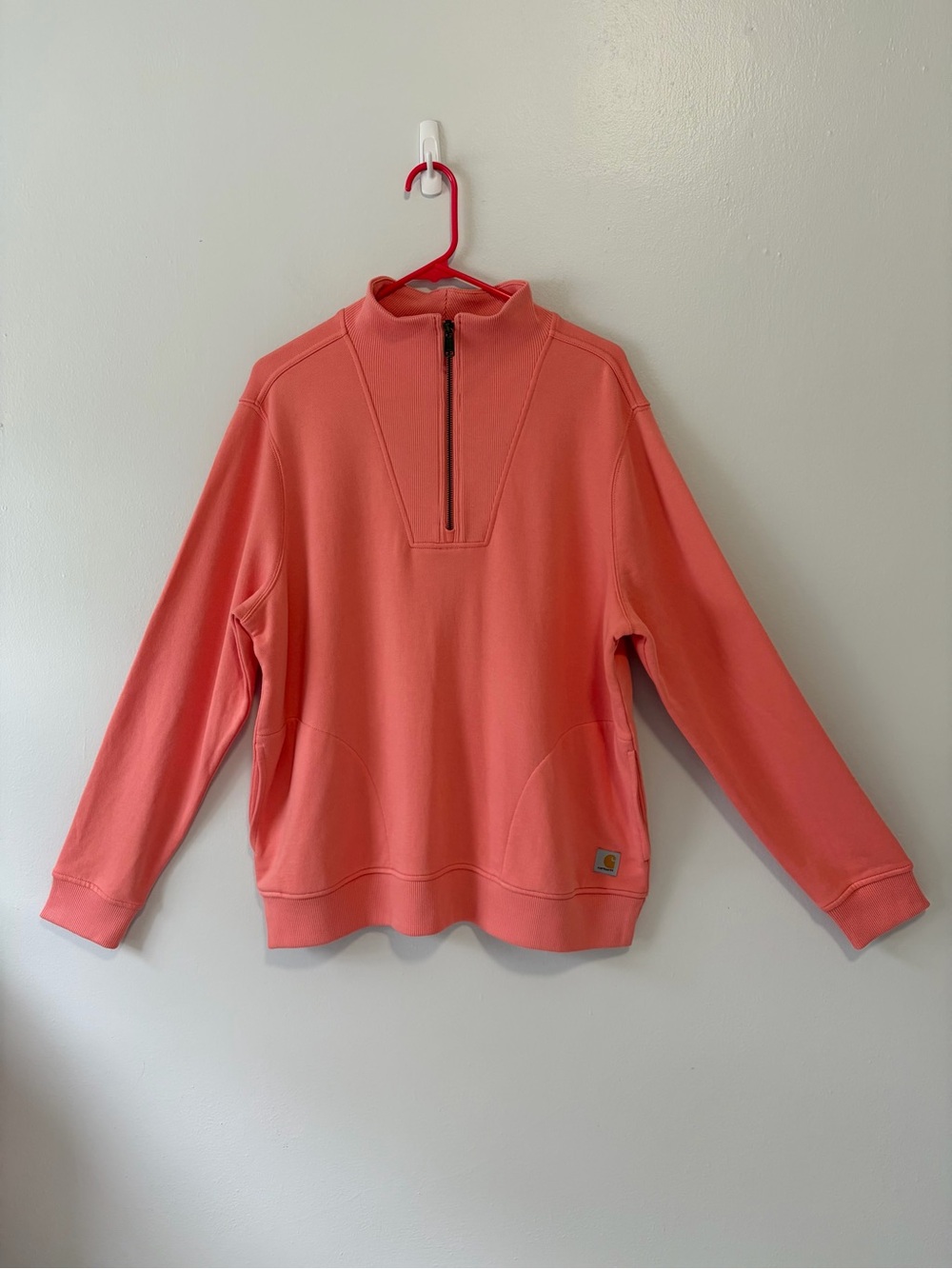 Carhartt women’s Tencel Fiber Series mock neck 1/2 Zip Sweatshirt;L (12-14)Coral